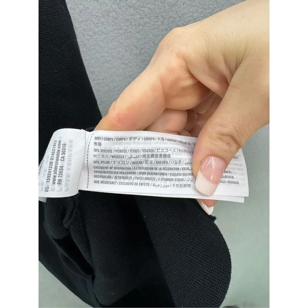 Abercrombie and Fitch Womens Black Front Slit Sleeveless Knit Dress Size MT - Picture 6 of 9